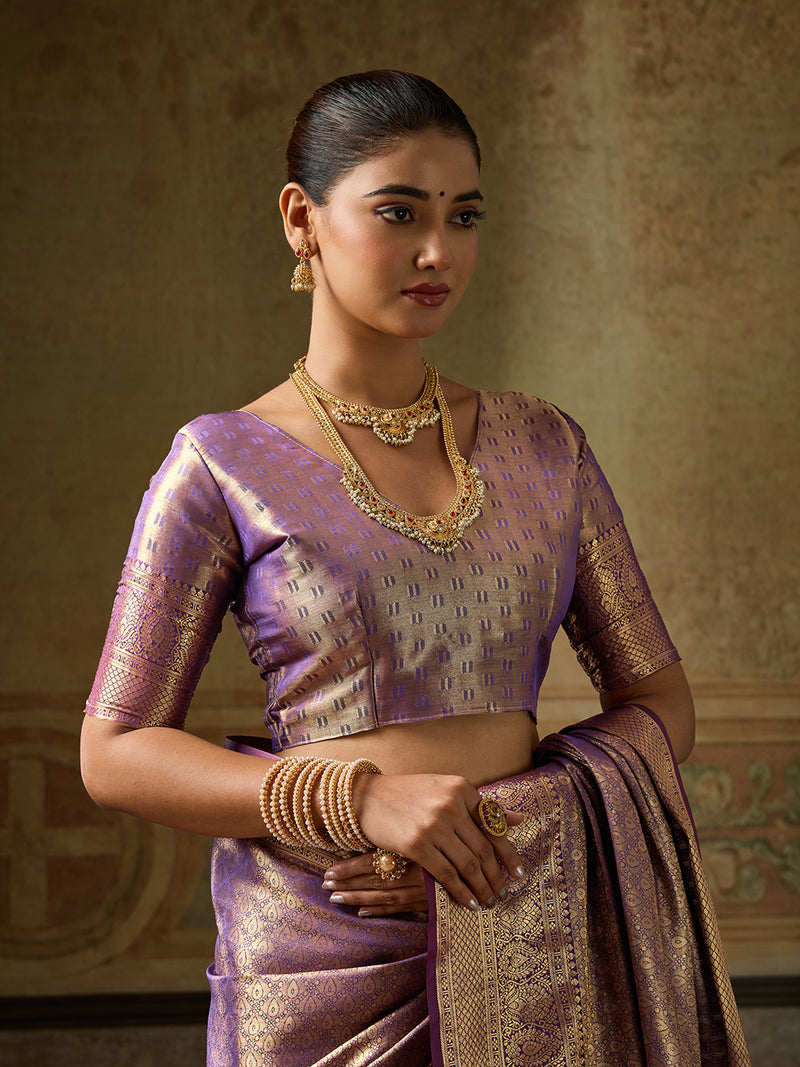 Purple Kanchivaram Silk Banarasi Saree | EZB SI04 SUKPS1007