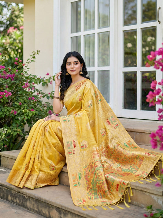 linen-cotton-yellow-brocade-saree-ezb-si04-sulig1001