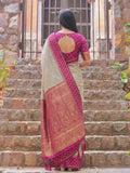 Brown & Pink Cotton Banarasi Saree | EZB SI04 SUMAD2005