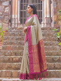 Brown & Pink Cotton Banarasi Saree | EZB SI04 SUMAD2005
