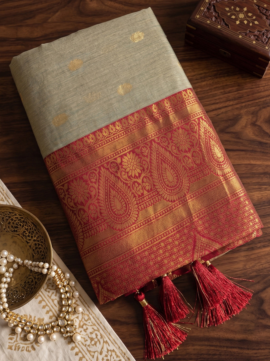 Brown & Red Cotton Banarasi Saree | EZB SI04 SUMAD2006