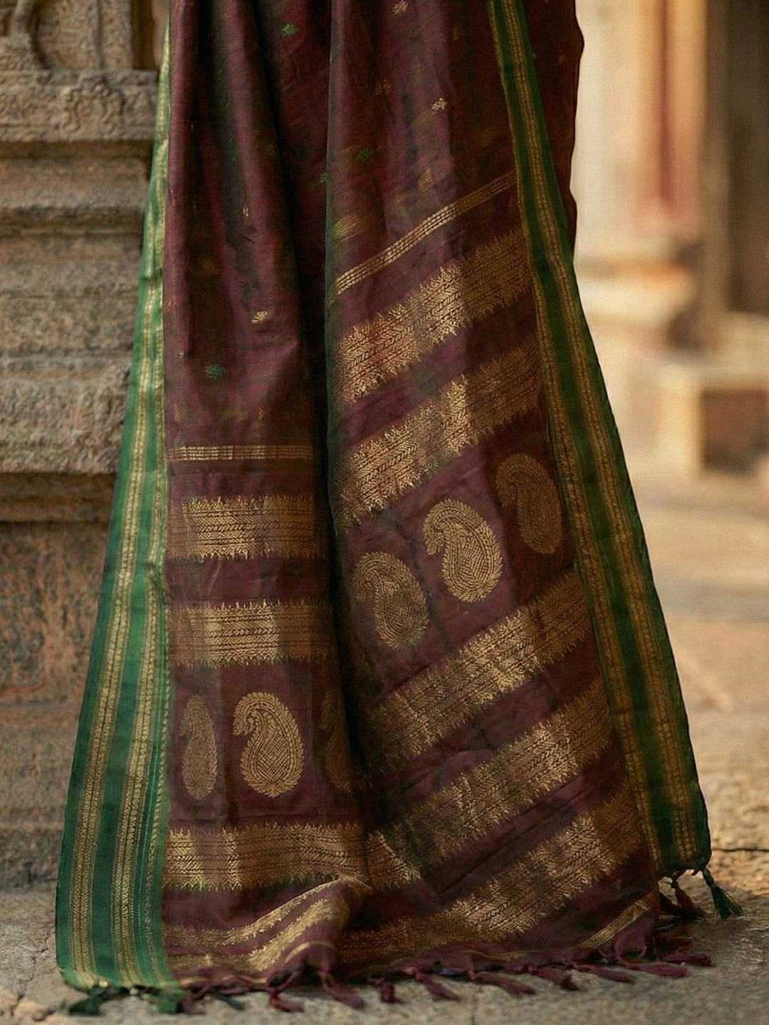 Maroon Soft Silk Saree with Blouse Piece | EZBER
