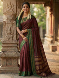 Maroon Soft Silk Saree with Blouse Piece | EZBER