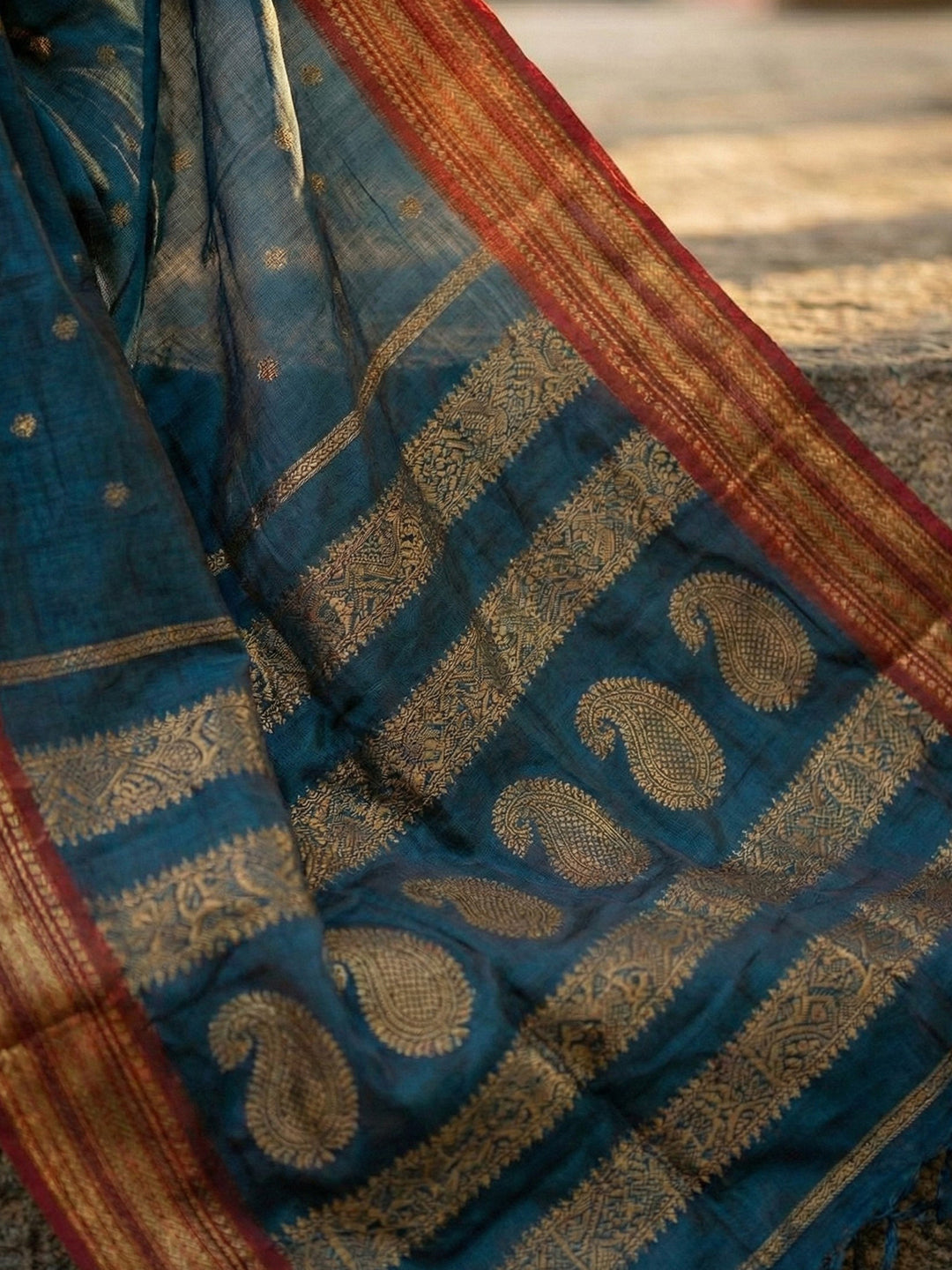 TEAL Soft Silk Saree with Blouse Piece | EZBER