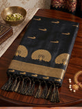 Black & Golden Soft Silk Ikat Saree | EZB SI04 SUMAH2001