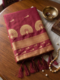 Maroon & Golden Soft Silk Ikat Saree | EZB SI04 SUMAH2002