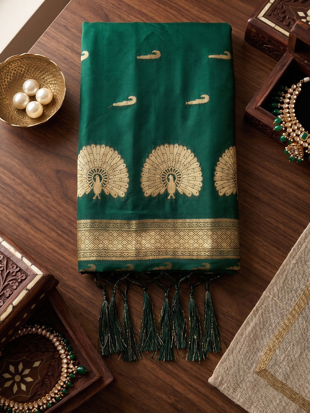 Green & Golden Soft Silk Ikat Saree | EZB SI04 SUMAH2004