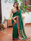 Green & Golden Soft Silk Ikat Saree | EZB SI04 SUMAH2004