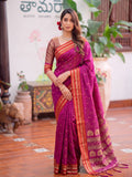 Light Pink & Golden Soft Silk Ikat Saree | EZB SI04 SUMAH2008