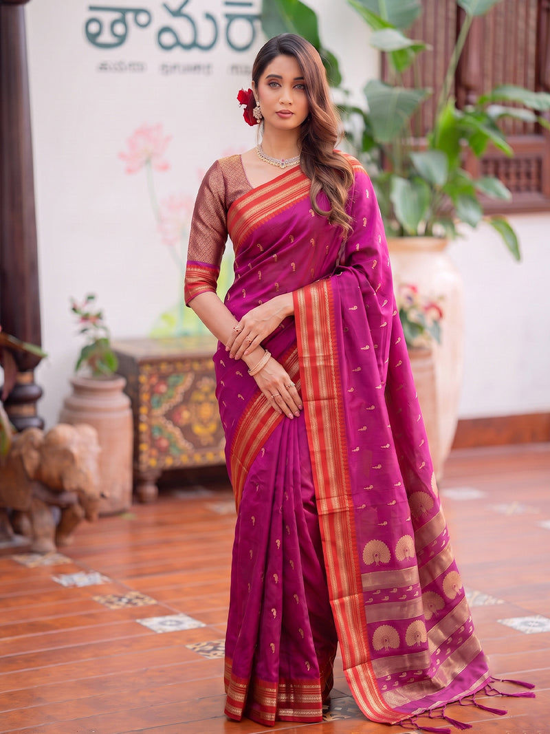 Light Pink & Golden Soft Silk Ikat Saree | EZB SI04 SUMAH2008