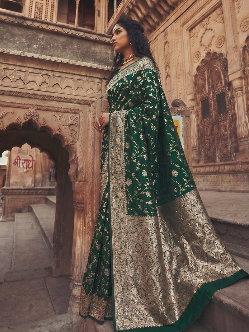 Green Art Silk Brocade Saree | EZB SI04 SUMKD1004