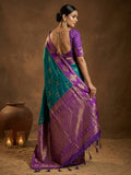 Teal Silk Blend Handloom Saree | EZB SI04 SUMER1002