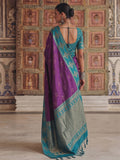 Purple Soft Silk Brocade Pallu Saree | EZB SI04 SUMER2001