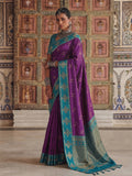 Purple Soft Silk Brocade Pallu Saree | EZB SI04 SUMER2001