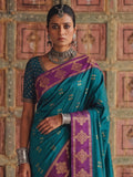Teal Soft Silk Brocade Pallu Saree | EZB SI04 SUMER2002