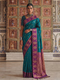 Teal Soft Silk Brocade Pallu Saree | EZB SI04 SUMER2002