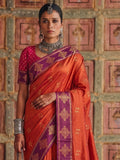 Orange Soft Silk Brocade Pallu Saree | EZB SI04 SUMER2003