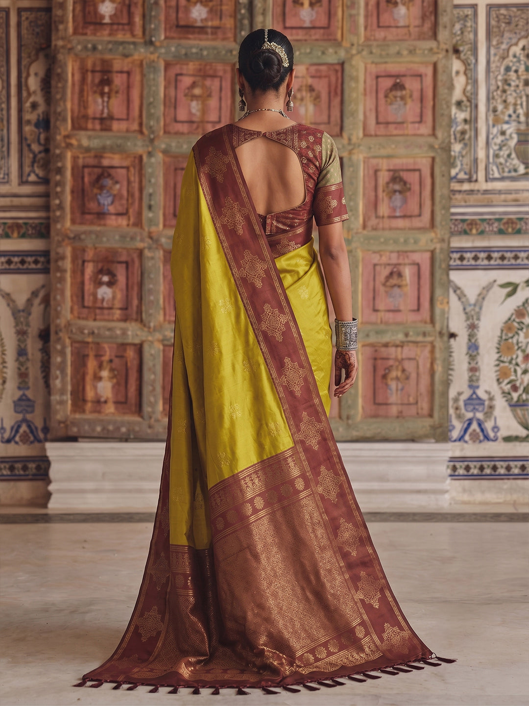 Mustard Soft Silk Brocade Pallu Saree | EZB SI04 SUMER2004
