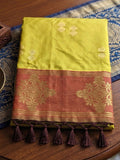 Mustard Soft Silk Brocade Pallu Saree | EZB SI04 SUMER2004