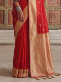 Red Soft Silk Brocade Pallu Saree | EZB SI04 SUMER2005