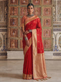 Red Soft Silk Brocade Pallu Saree | EZB SI04 SUMER2005