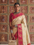 Cream Soft Silk Brocade Pallu Saree | EZB SI04 SUMER2006