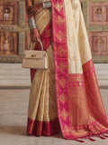 Cream Soft Silk Brocade Pallu Saree | EZB SI04 SUMER2006