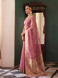 Pink Tissue Silk Golden Brocade Saree | EZB SI04 SUMSW1001