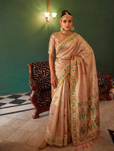 Peach Paithani Tissue Silk Golden Brocade Saree | EZB SI04 SUMSW1006