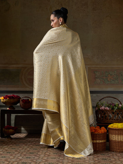 BEIGE & BEIGE Kanchivaram Silk Kanjeevaram Saree | EZB SI04 SUMUS1003