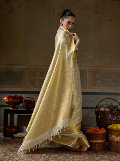 BEIGE & BEIGE Kanchivaram Silk Kanjeevaram Saree | EZB SI04 SUMUS1003