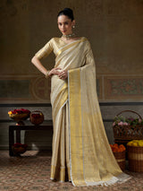 BEIGE & BEIGE Kanchivaram Silk Kanjeevaram Saree | EZB SI04 SUMUS1003