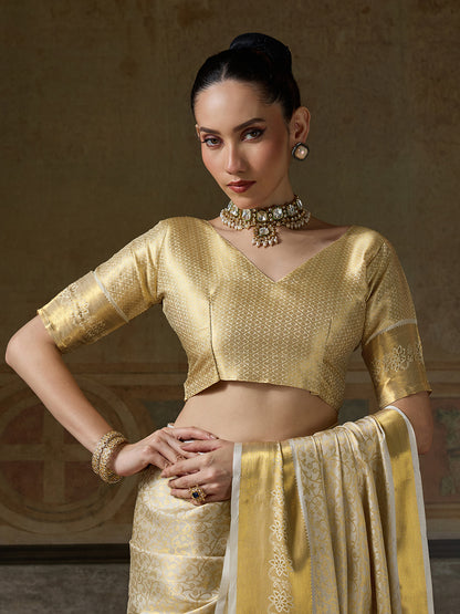 BEIGE & BEIGE Kanchivaram Silk Kanjeevaram Saree | EZB SI04 SUMUS1003