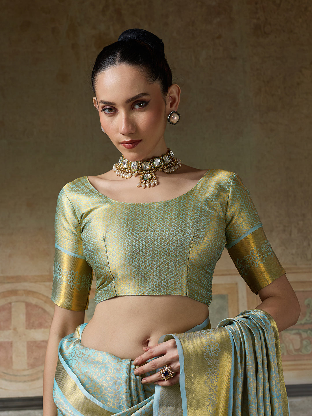 SKY BLUE & SKY BLUE Kanchivaram Silk Kanjeevaram Saree | EZB SI04 SUMUS1006