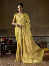 YELLOW GOLD & YELLOW GOLD Kanchivaram Silk Kanjeevaram Saree | EZB SI04 SUMUS1007