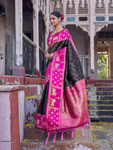Black Paithani Soft Silk Brocade Saree | EZB SI04 SUNAN3001