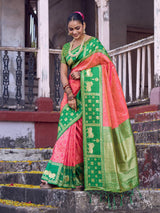 Peach Paithani Soft Silk Brocade Saree | EZB SI04 SUNAN3003