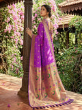 Purple Silk Blend Handloom Saree | EZB SI04 SUPAR1003