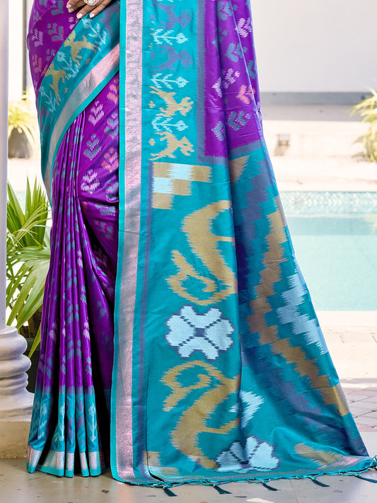 Violet Silk Saree with Blouse Piece