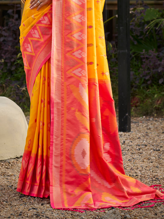 Yellow Silk Saree with Blouse Piece