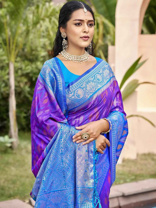 Purple Pochampalli Silk Brocade Saree | EZB SI04 SUPOC7005