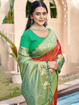 Mustard Pochampalli Silk Brocade Saree | EZB SI04 SUPOC7006