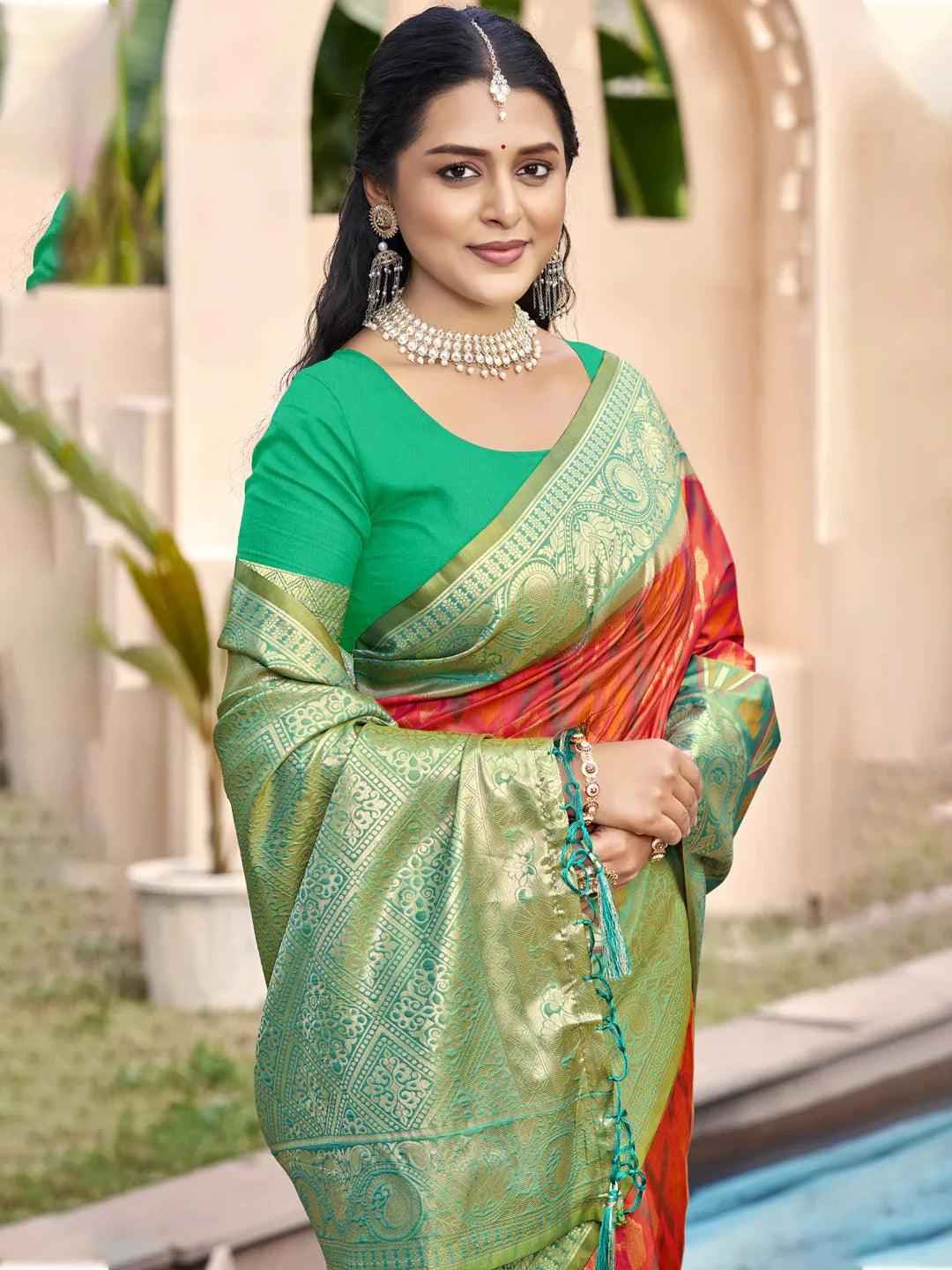 Mustard Pochampalli Silk Brocade Saree | EZB SI04 SUPOC7006
