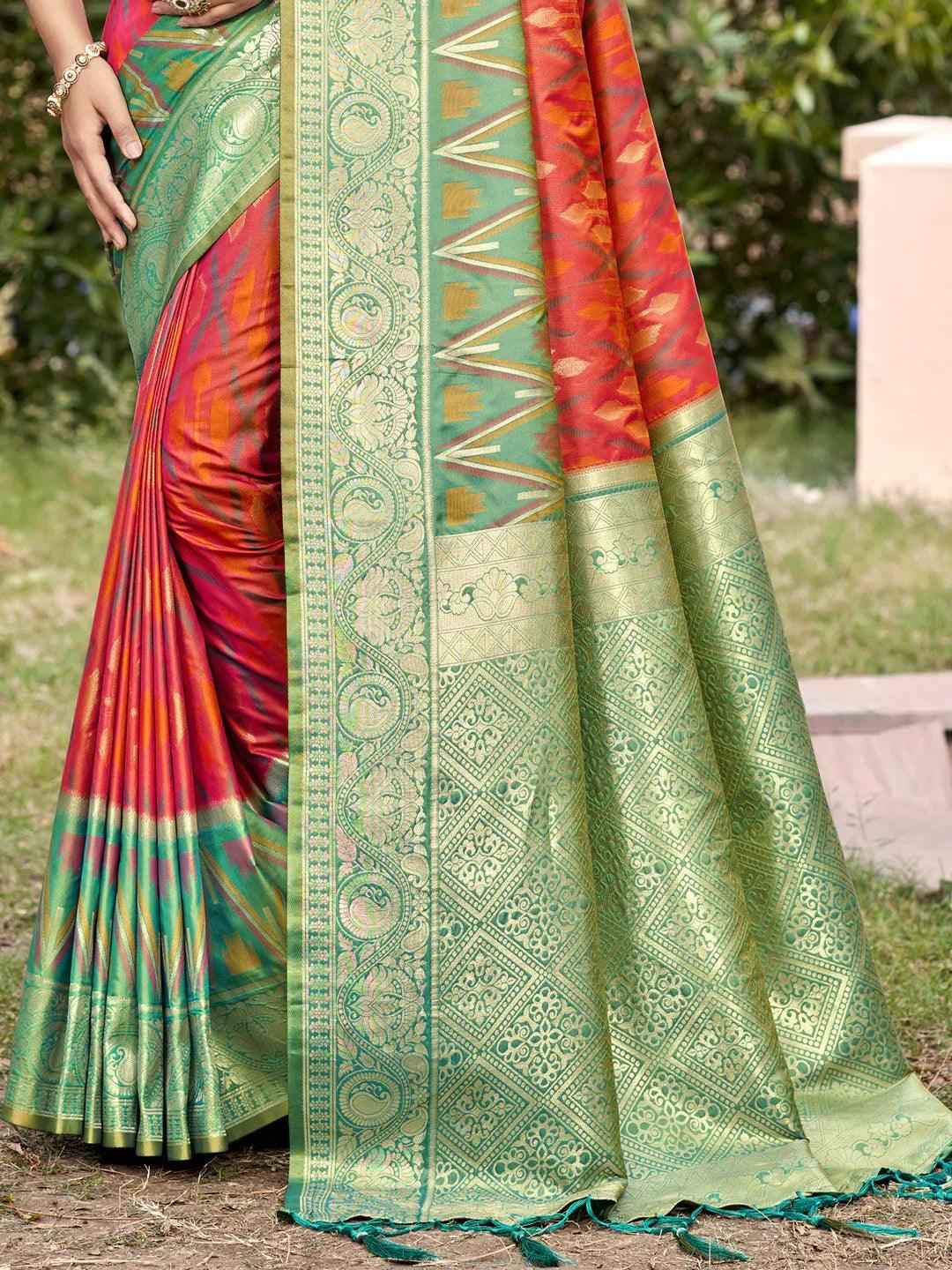 Mustard Pochampalli Silk Brocade Saree | EZB SI04 SUPOC7006