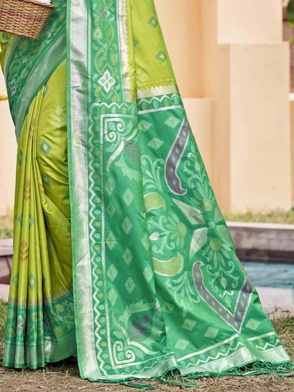Light Green Pochampalli Silk Brocade Saree | EZB SI04 SUPOC8002