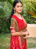 Mehndi Pochampalli Silk Brocade Saree | EZB SI04 SUPOC8003