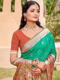Rama Green Pochampalli Silk Brocade Saree | EZB SI04 SUPOC8006