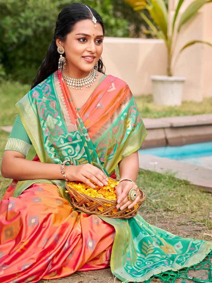 Mustard Pochampalli Silk Brocade Saree | EZB SI04 SUPOC8007
