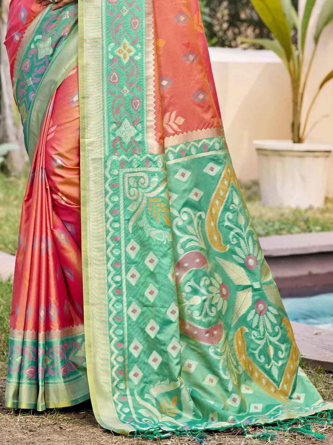Mustard Pochampalli Silk Brocade Saree | EZB SI04 SUPOC8007