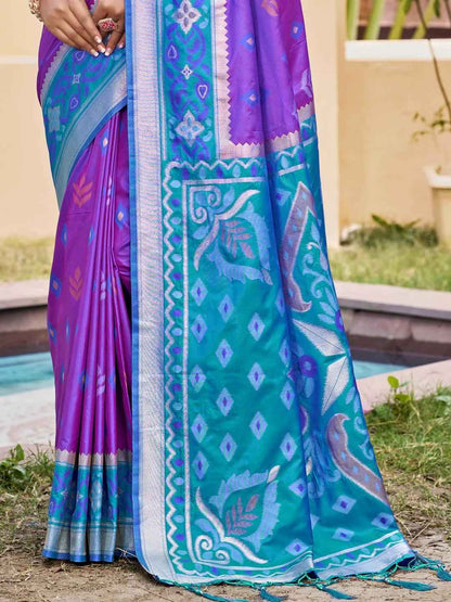 Purple Pochampalli Silk Brocade Saree | EZB SI04 SUPOC8008
